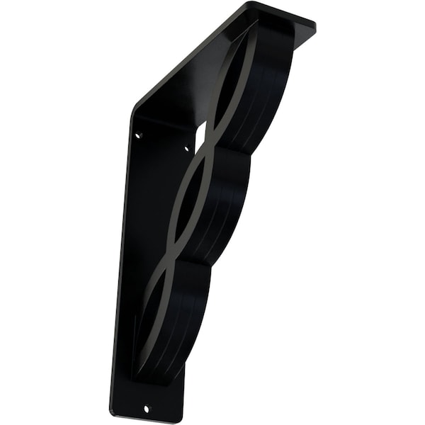 Ekena Millwork Loera Wrought Iron Bracket, (Triple center brace), Powder Coated Black 2"W x 5 1/2"D x 8"H BKTM02X05X08TLO - main